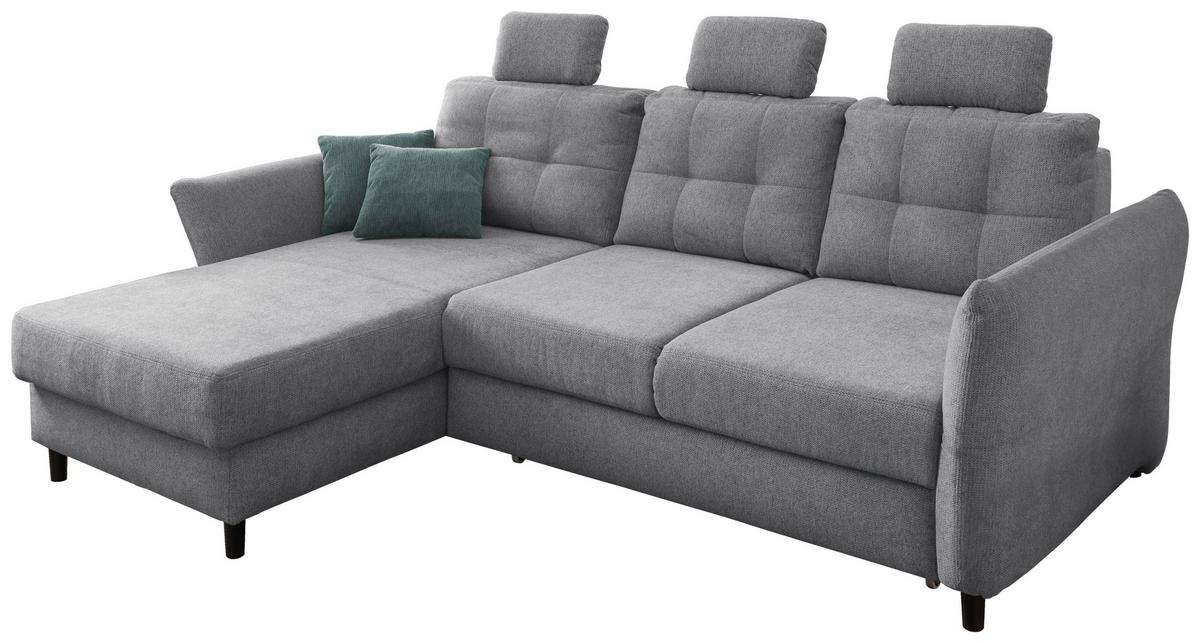 Wohnlandschaft Brizzini Silberfarben Chenille - Mintgrau/Silberfarben, MODERN, Holz/Textil (176/250-280cm) - Livetastic