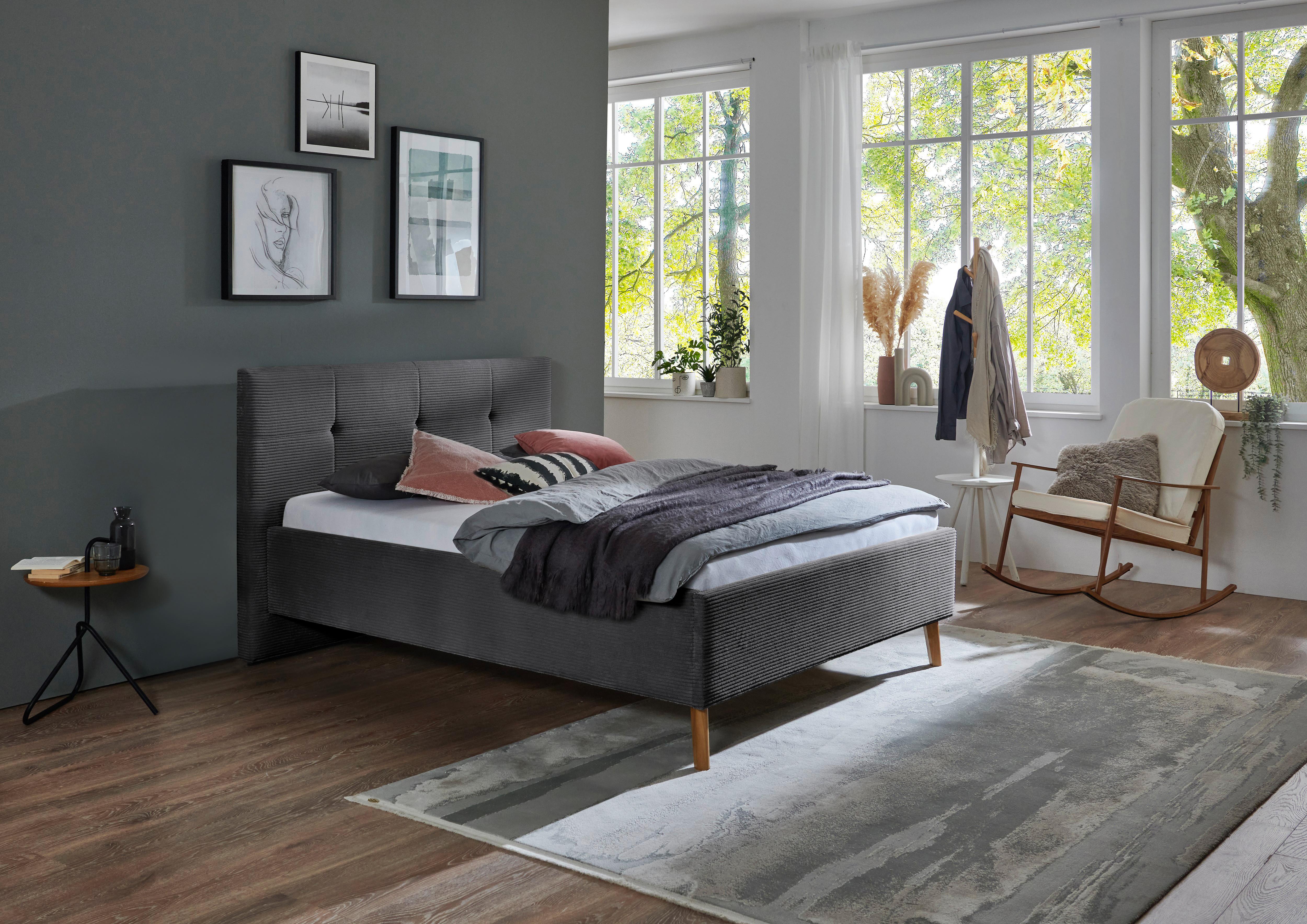 Polsterbett Meila inkl. Stauraum, ca. 140x200cm - Eichefarben/Birkefarben, KONVENTIONELL, Holz/Textil (140/200cm) - Premium Living