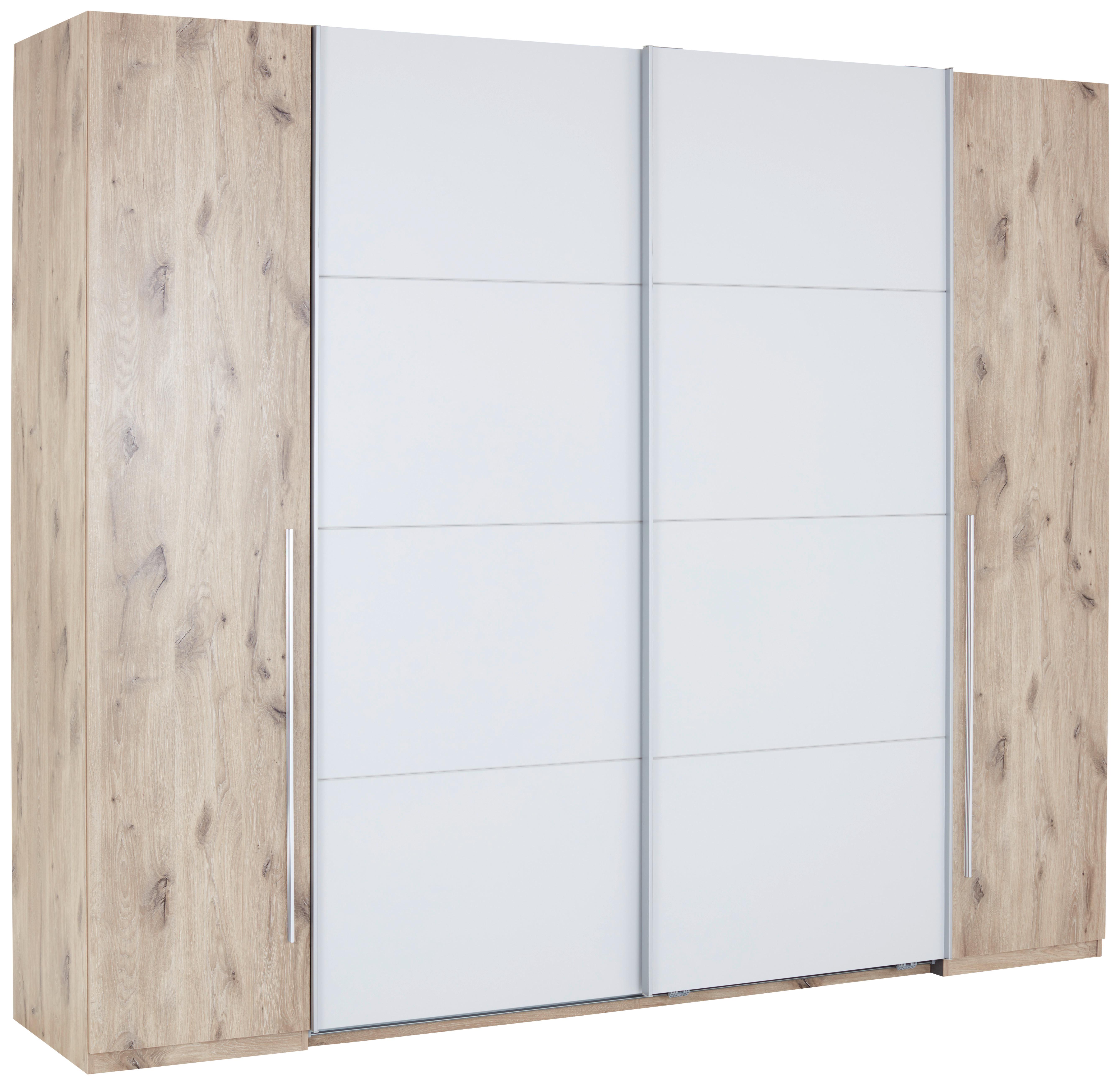 Omara Z Drsnimi Vrati Match, Hrast, Svetlo Siva, Š. 312cm - barve hrasta/barve aluminija, Moderno, kovina/umetna masa (311,9/225,5/60,3cm) - Mömax