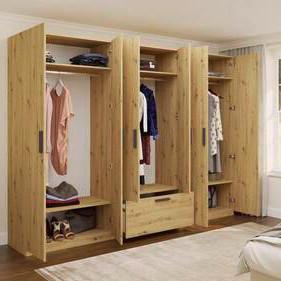 Drehtürenschrank Milos Eiche Artisan - Schwarz/Eiche Artisan, MODERN, Holzwerkstoff/Kunststoff (270/210/54cm) - Mömax
