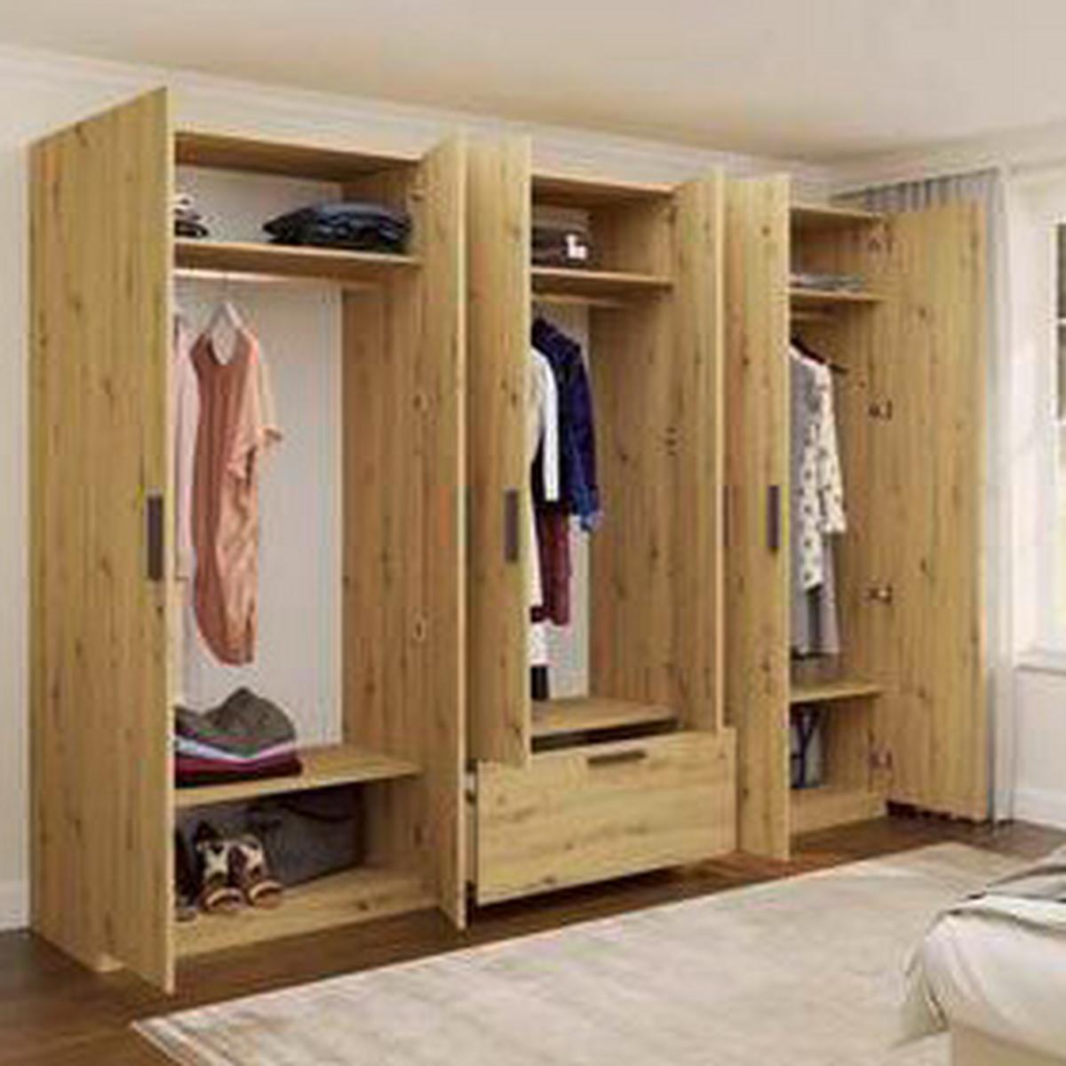 Drehtürenschrank Milos Eiche Artisan - Schwarz/Eiche Artisan, MODERN, Holzwerkstoff/Kunststoff (270/210/54cm) - Mömax