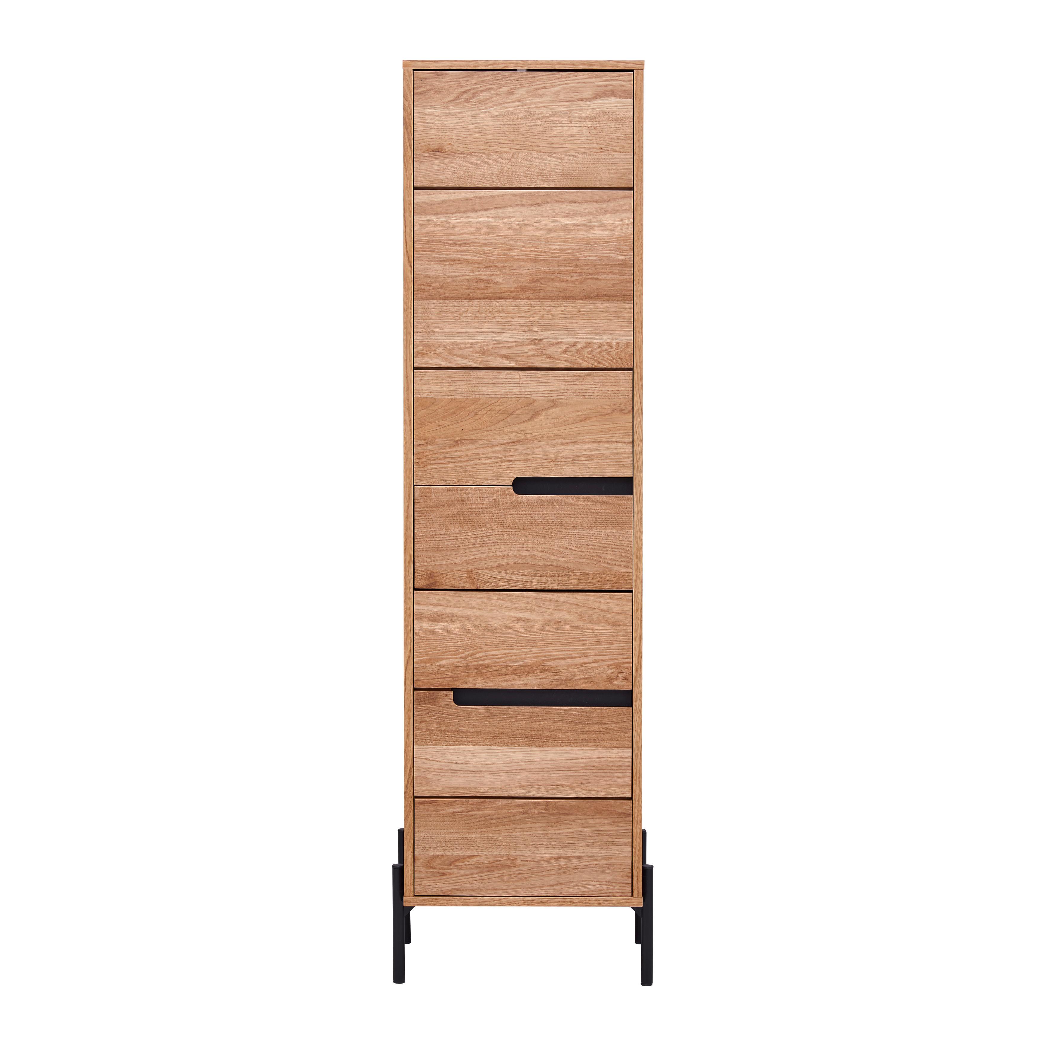 Hochschrank Avanto Eichefarben/Schwarz - Schwarz, Natur, Holz/Metall (43/160/35cm) - ecoTree