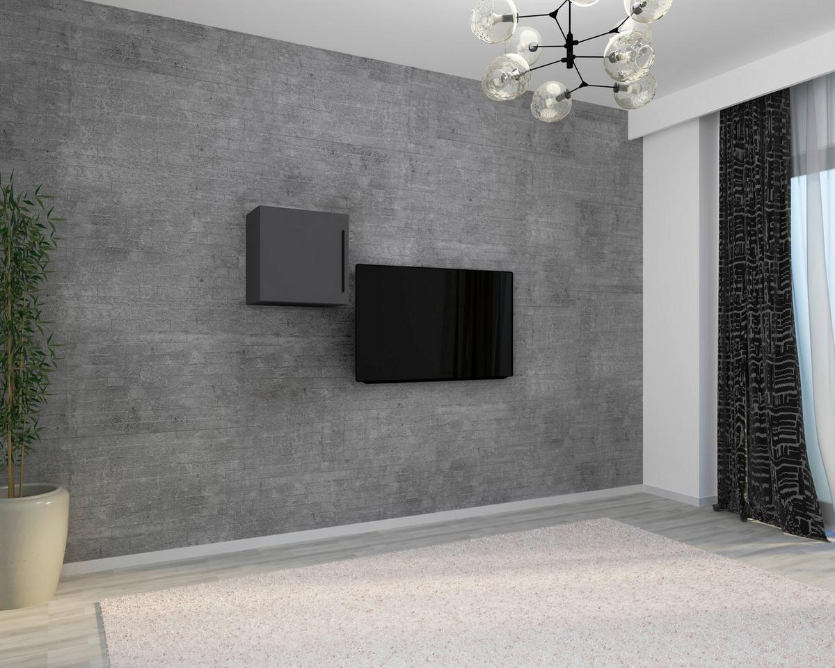 Viseči Element Arila M, Siva - črna/antracit, Moderno, kovina/leseni material (50/50/30cm) - MID.YOU