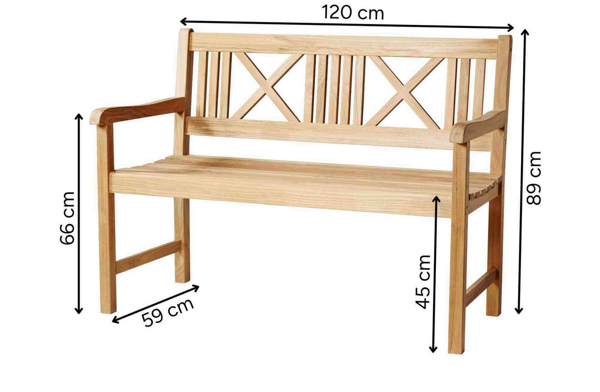 Gartenbank Rosenborg - Naturfarben/Teakfarben, Natur, Holz (58/89/120cm) - Gardenson