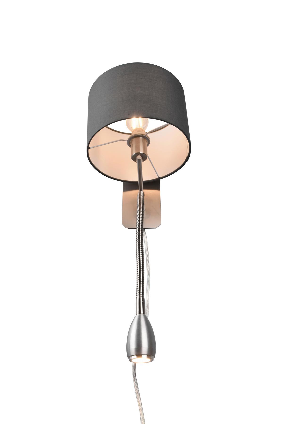 Wandleuchte Hotel in Grau/Nickel max. 3,1 Watt - Grau/Nickelfarben, Design, Textil/Metall (20/23cm) - Trio Leuchten