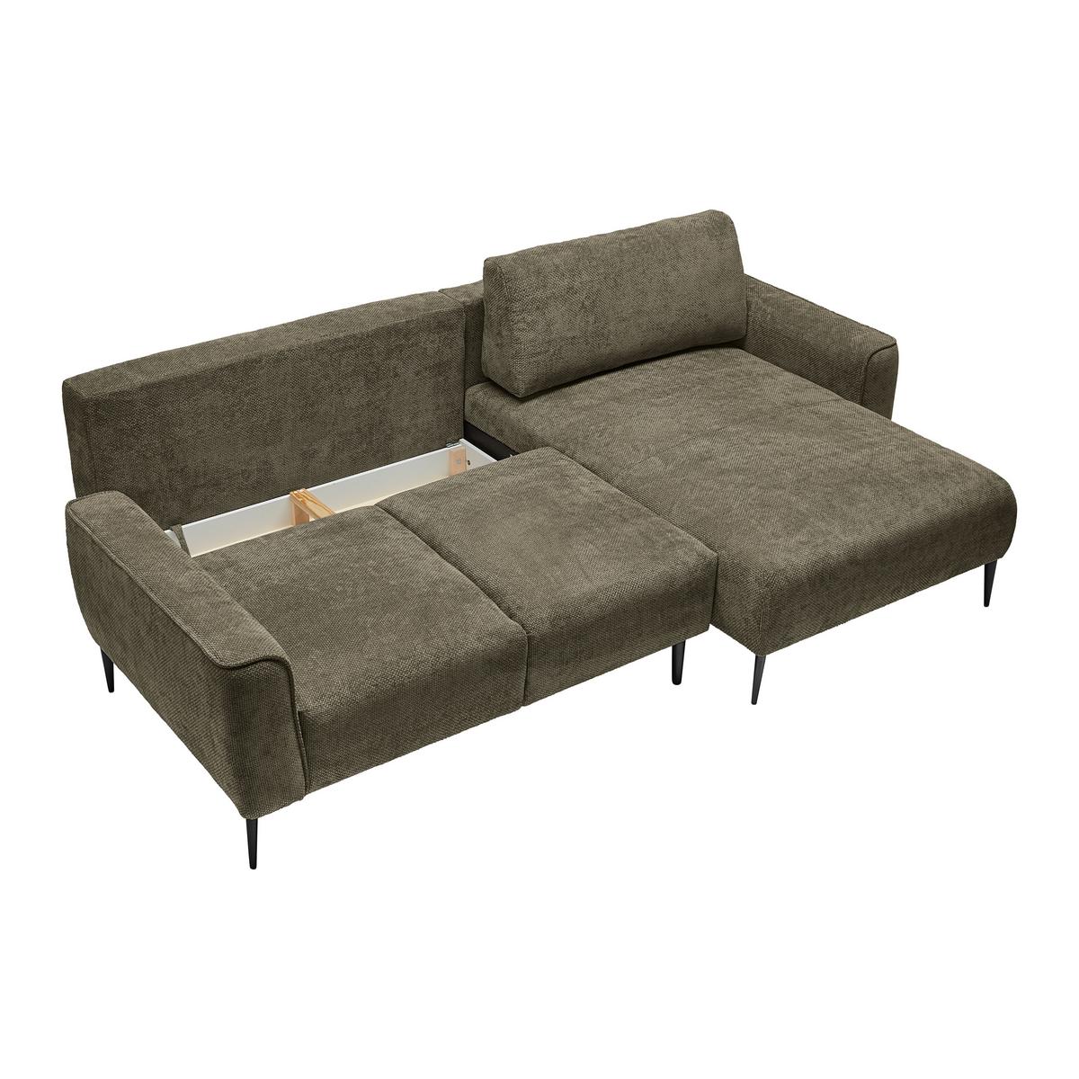 Ecksofa Custom Olivgrün - Schwarz/Olivgrün, MODERN, Textil/Metall (255/85/164cm) - Mömax