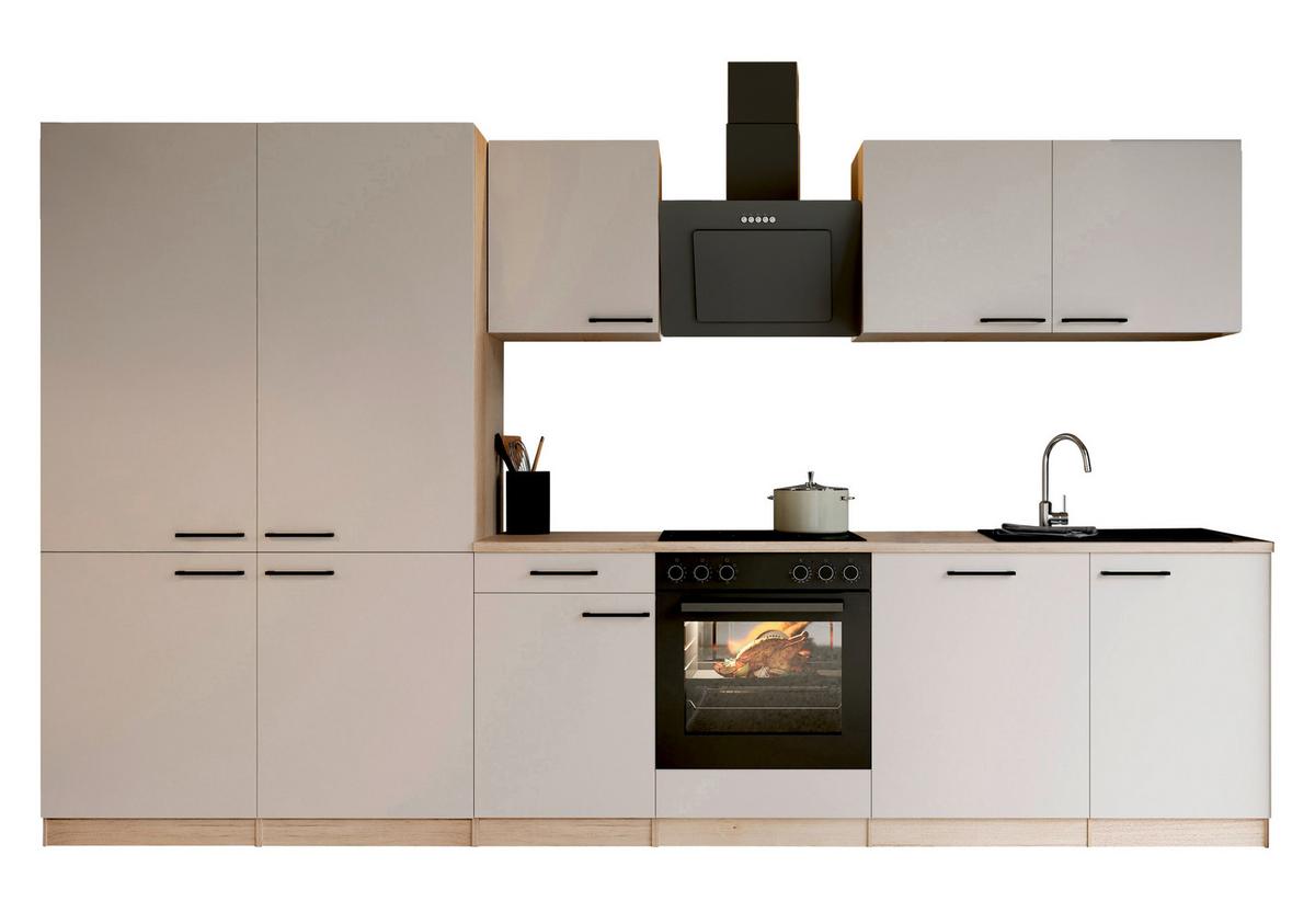 Küchenblock Merle m. Geräten Kaschmir - Kaschmir/Eichefarben, Trend, Holzwerkstoff/Metall (340cm) - Respekta