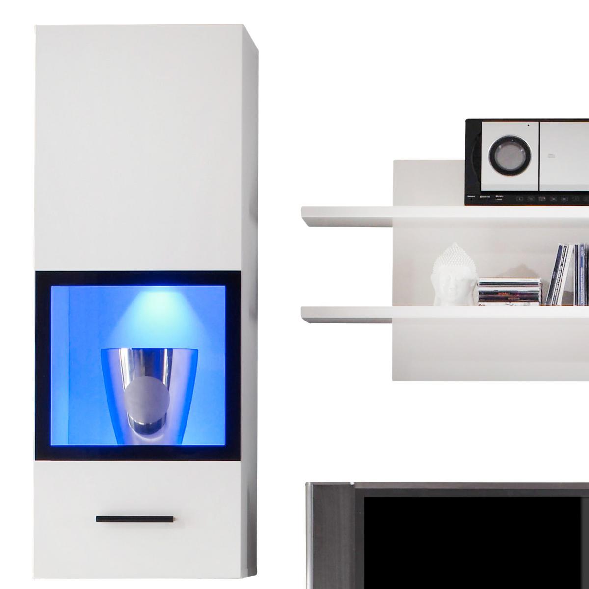 Dnevni Regal Snow, Bela, Osvetlitev, 4-Delni - črna/bela, Design, umetna masa/steklo (200/185/45cm) - MID.YOU