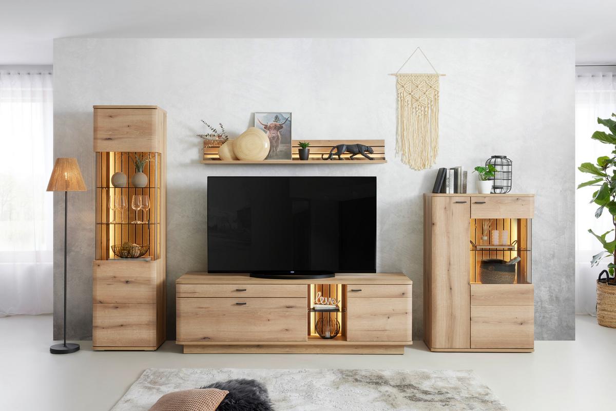 Visoka Komoda Fortuna - antracit, Moderno, kovina/steklo (80/124/38cm)