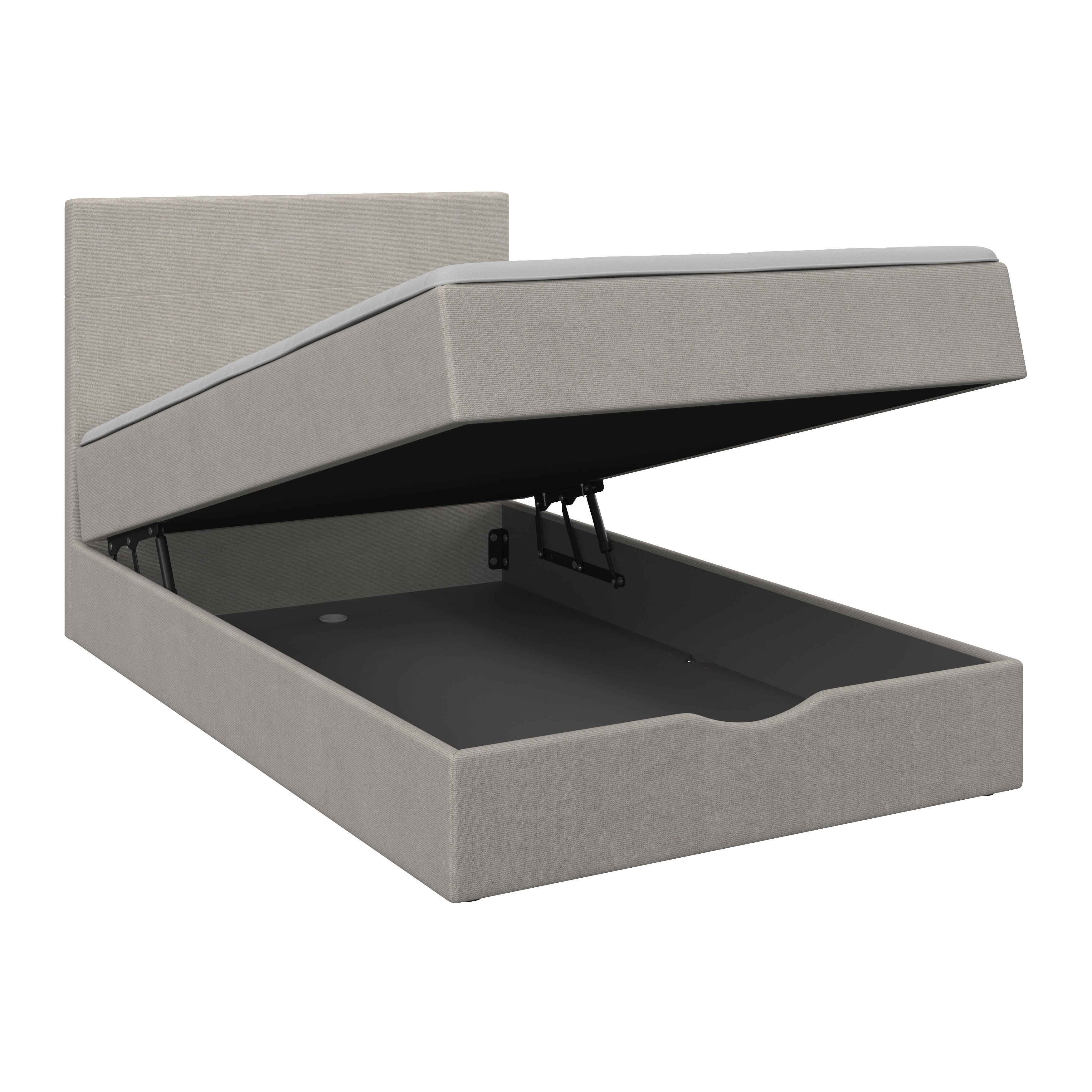 Boxbett Ace ca. 120x200 cm Hellgrau intgr. Topper - Hellgrau/Schwarz, Modern, Holz/Kunststoff (120/200cm) - Bessagi Home
