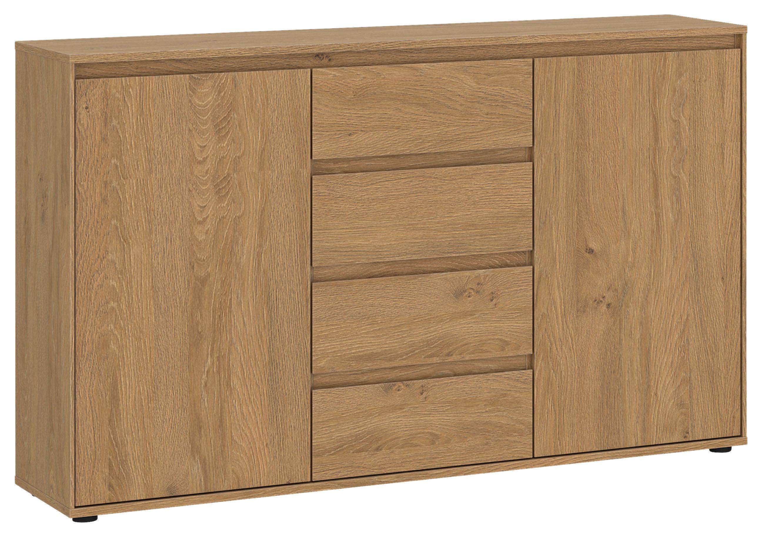 Komoda Calzado - boje hrasta/crna, Moderno, drvni materijal/plastika (137/85/35cm) - Modern Living