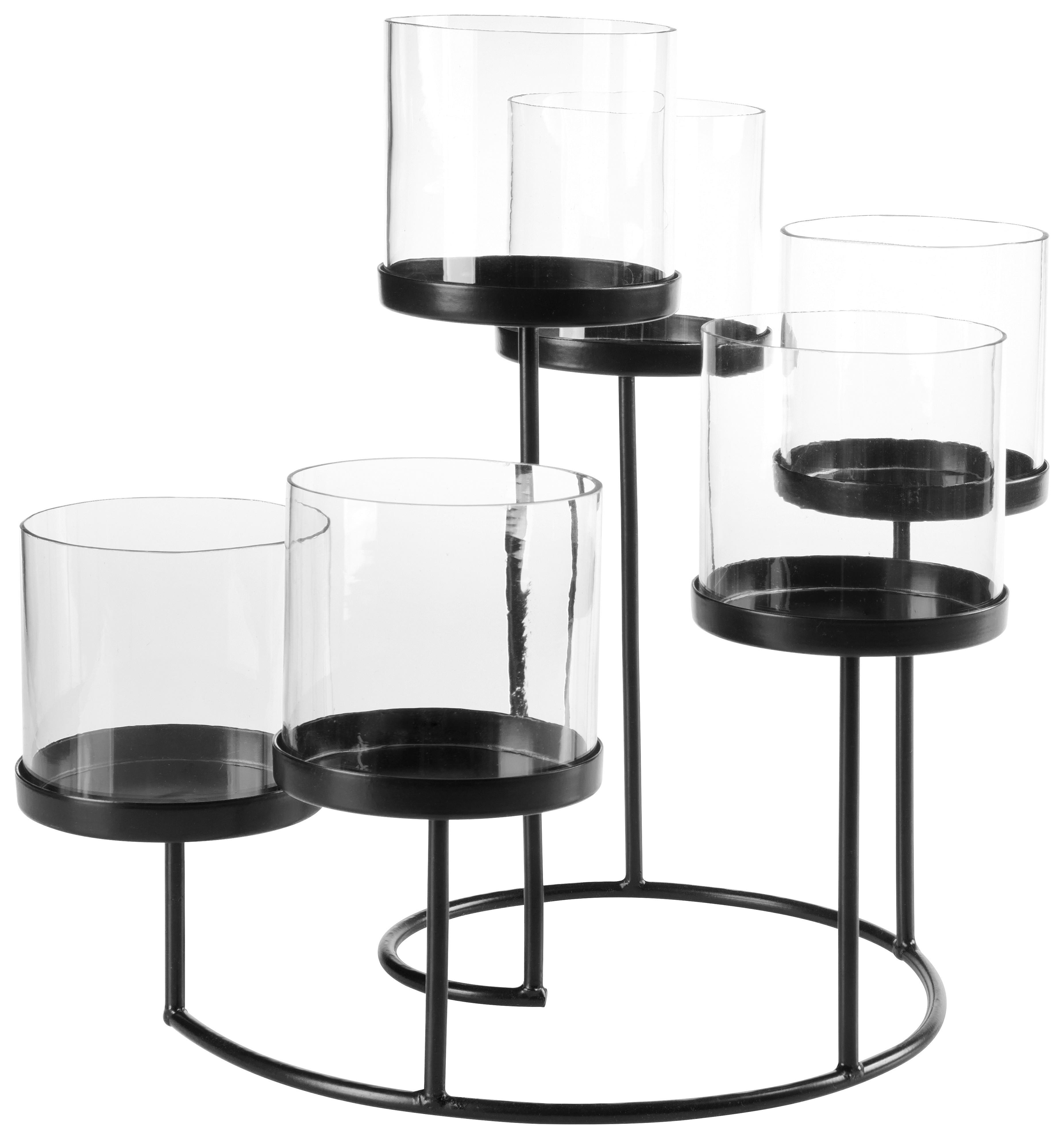 ŚWIECZNIK NA PODGRZEWACZE OT0055S - przejrzysty/czarny, Basics, metal/szkło (34/37/36cm) - Ambia Home