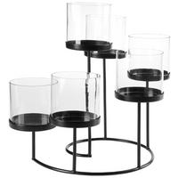 ŚWIECZNIK NA PODGRZEWACZE OT0055S - przejrzysty/czarny, Basics, metal/szkło (34/37/36cm) - Ambia Home