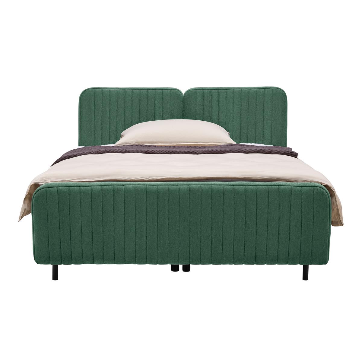 Boxbett Livetto Grün ca. 180x200cm - Schwarz/Grün, KONVENTIONELL, Holz/Textil (180/200cm) - Mömax