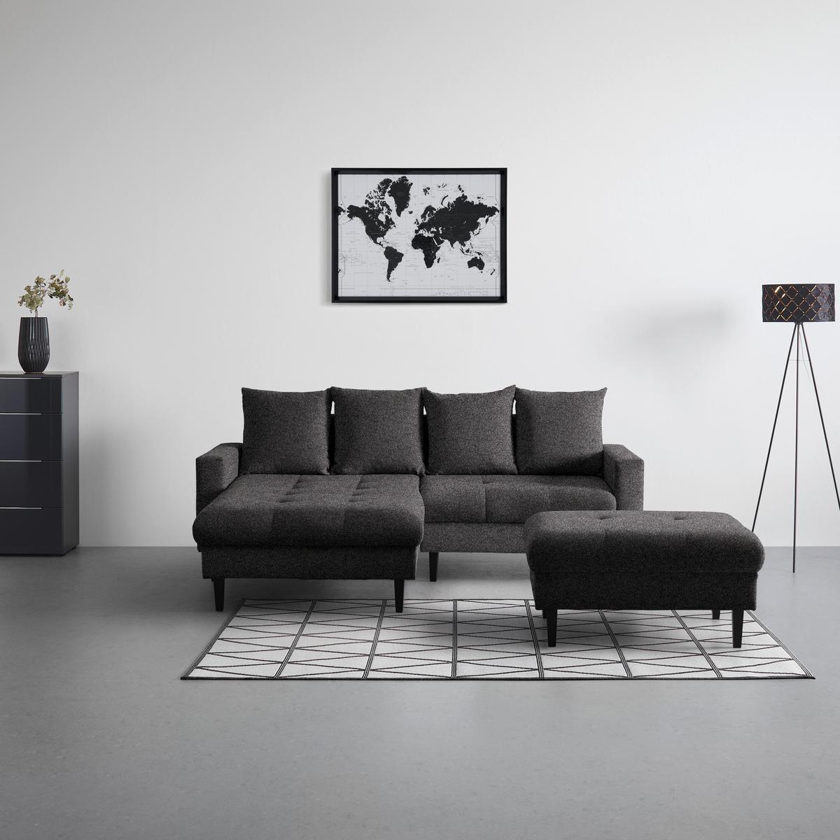 Hocker Boston Dunkelgrau - Dunkelgrau/Schwarz, KONVENTIONELL, Holz/Textil (93/46/75cm) - Based