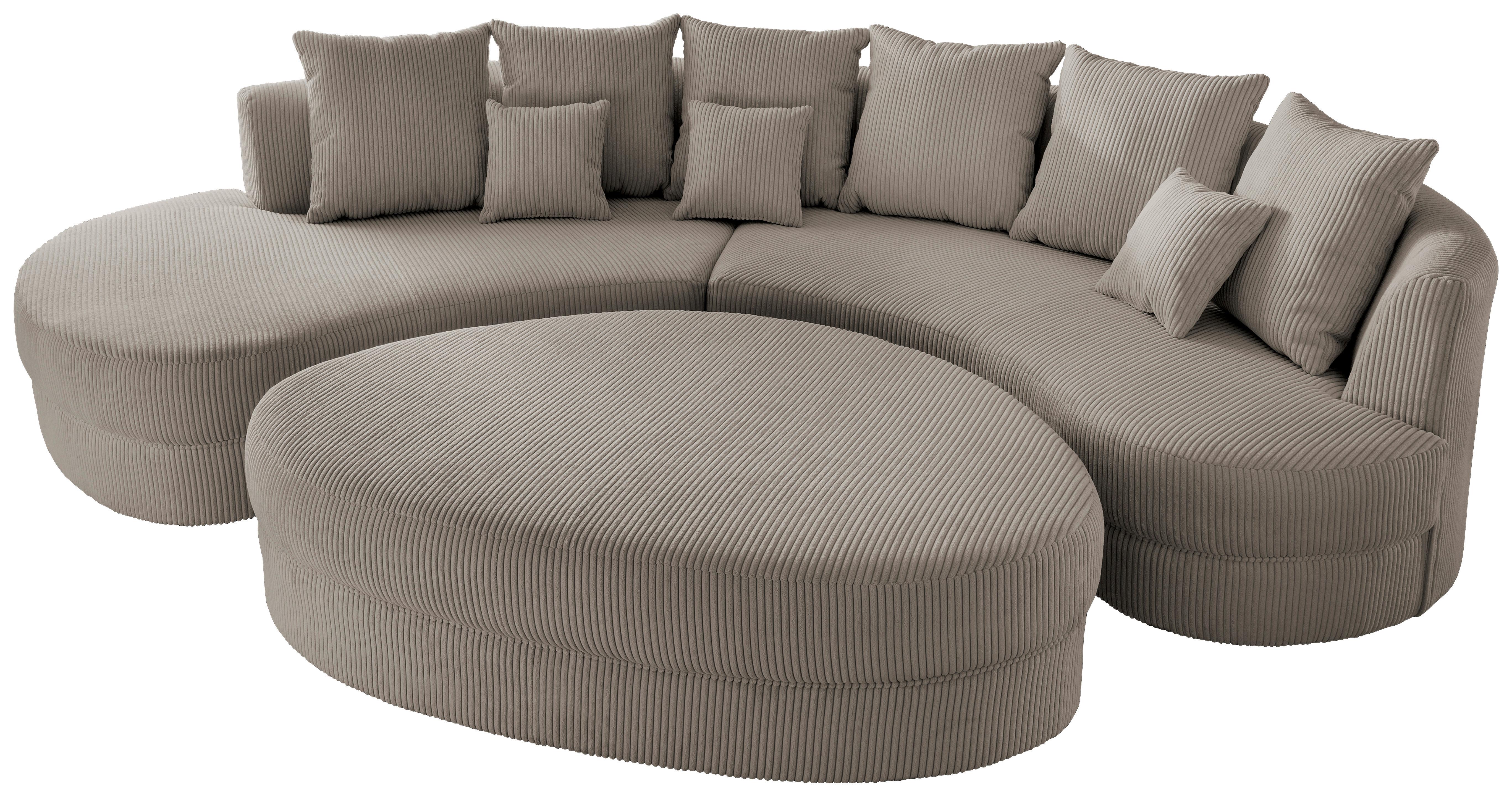 Wohnlandschaft Limoncello m. Hocker ca. 160x300cm Graubraun - Graubraun/Schwarz, Design, Kunststoff/Textil (160/300cm) - Livetastic