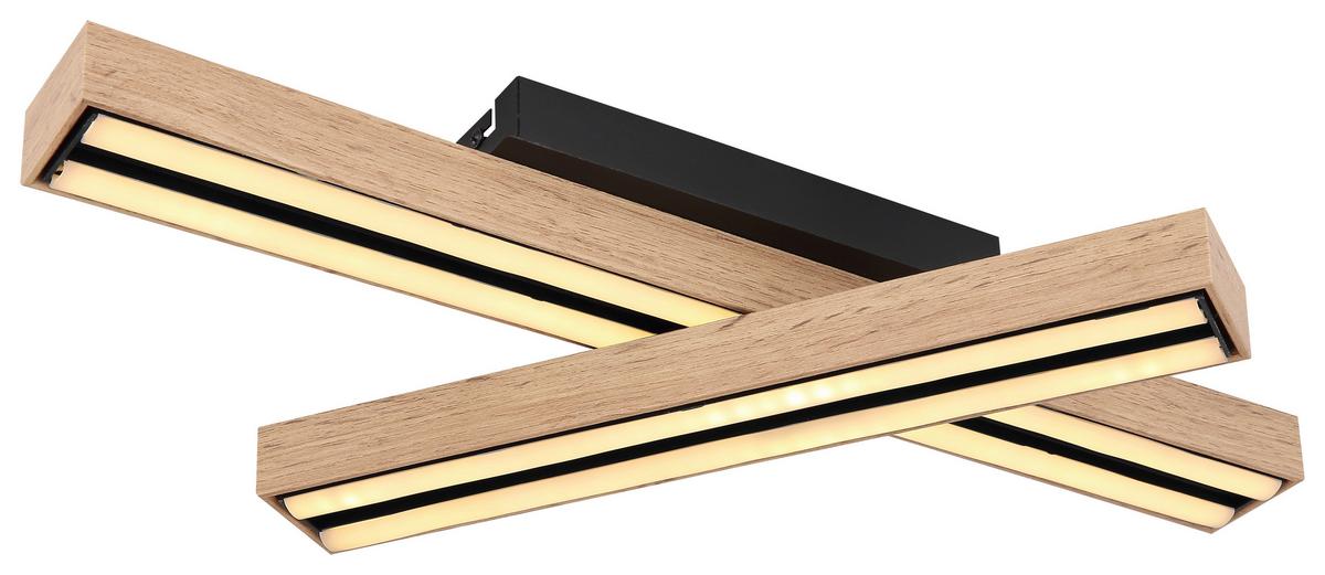 Deckenleuchte in Schwarz max. 24 Watt - Opal/Schwarz, Basics, Kunststoff/Metall (51,5/36,5/11cm) - Globo