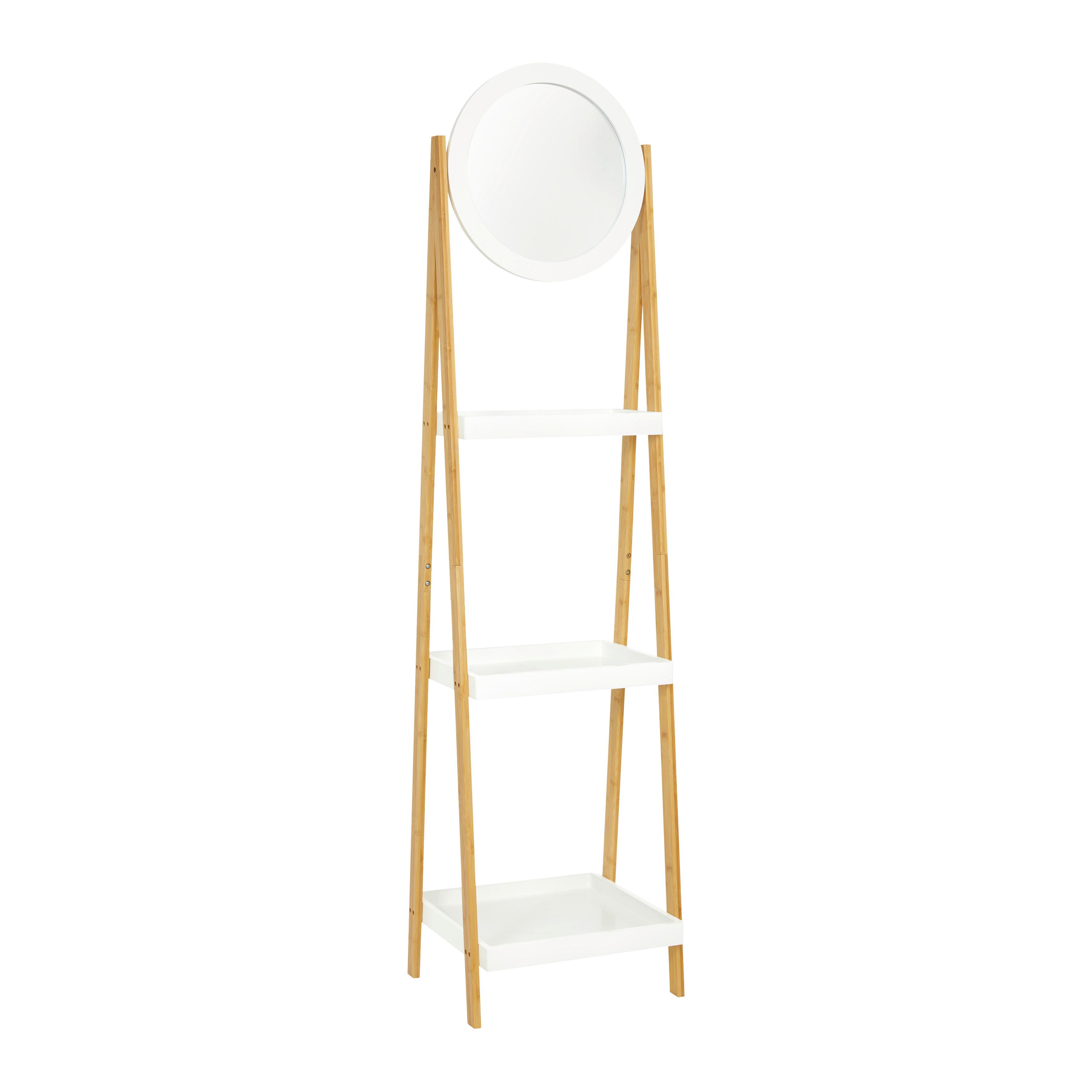 Regal Mirella Weiß/Naturfarben MDF - Naturfarben/Weiß, MODERN, Glas/Naturmaterialien (43/172/40cm) - Bessagi Home