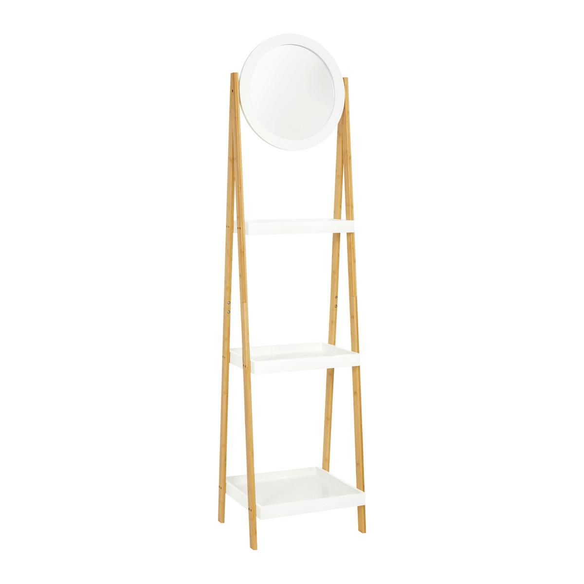 Regal Mirella Weiß/Naturfarben MDF - Naturfarben/Weiß, MODERN, Glas/Naturmaterialien (43/172/40cm) - Bessagi Home