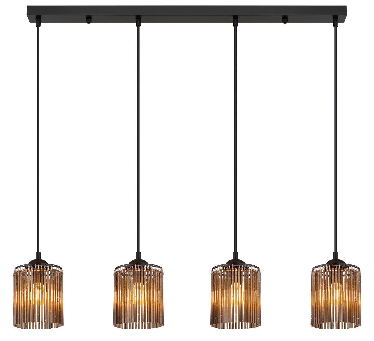 HÄNGELEUCHTE 33080408 LEEDS - Schwarz/Grau, Design, Kunststoff/Metall (87/12/133cm) - Globo