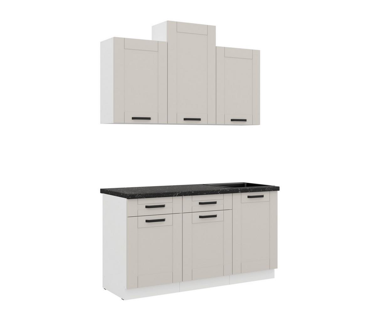 Blok Kuhinja Luna - bela/bež, Moderno, metal/pločasti materijal (150/218-236/60cm) - Modern Living