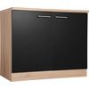 Spülenunterschrank MERLE Schwarz/Eichfarbe - Eichefarben/Silberfarben, Basics, Holzwerkstoff/Metall (100/84,8/60cm) - Respekta