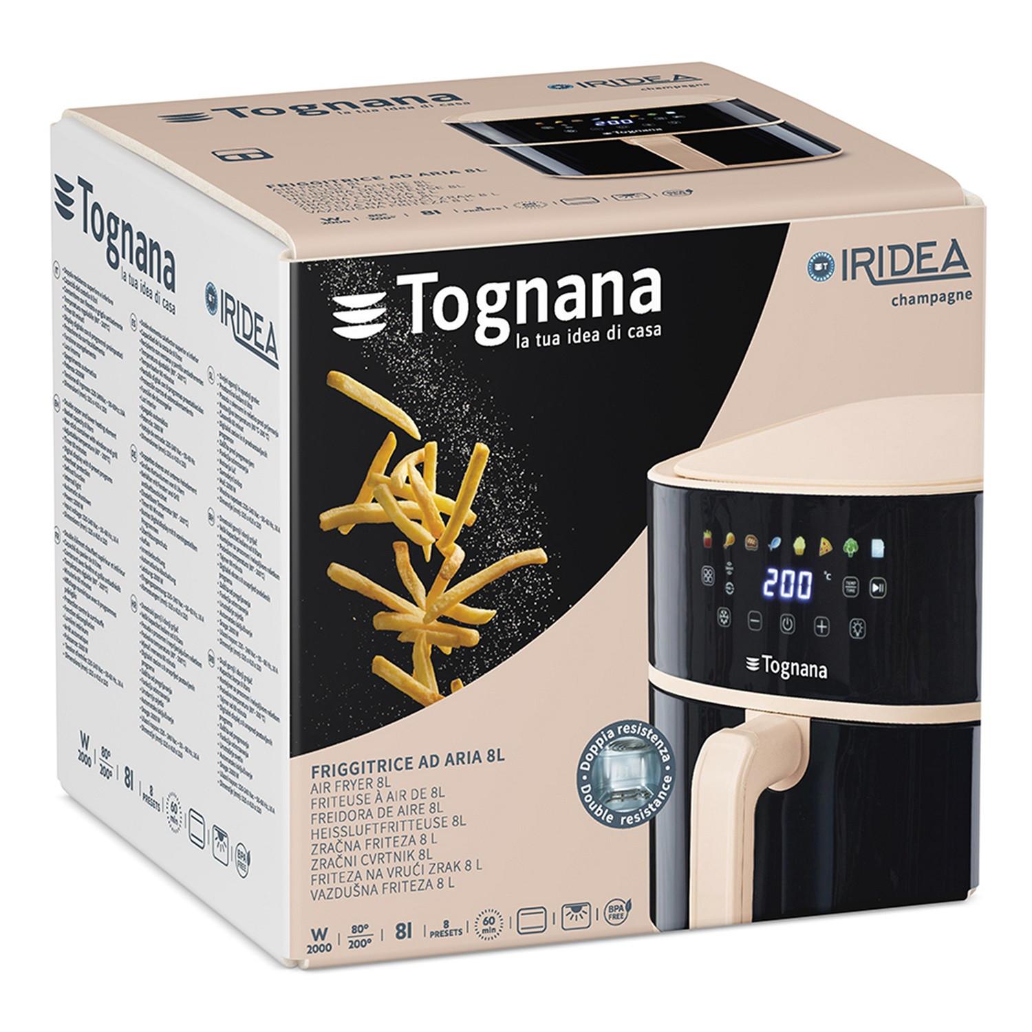 Forrólevegős Fritőz Iridea - Pezsgő/fekete, fém (37,5/38,5/36cm) - Tognana
