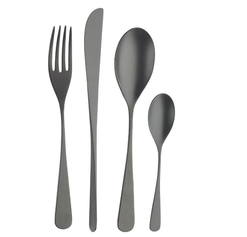 Jedilni Pribor Audrey, 16-Delni - črna, Basics, kovina (25,5/7/5,3cm) - Pintinox