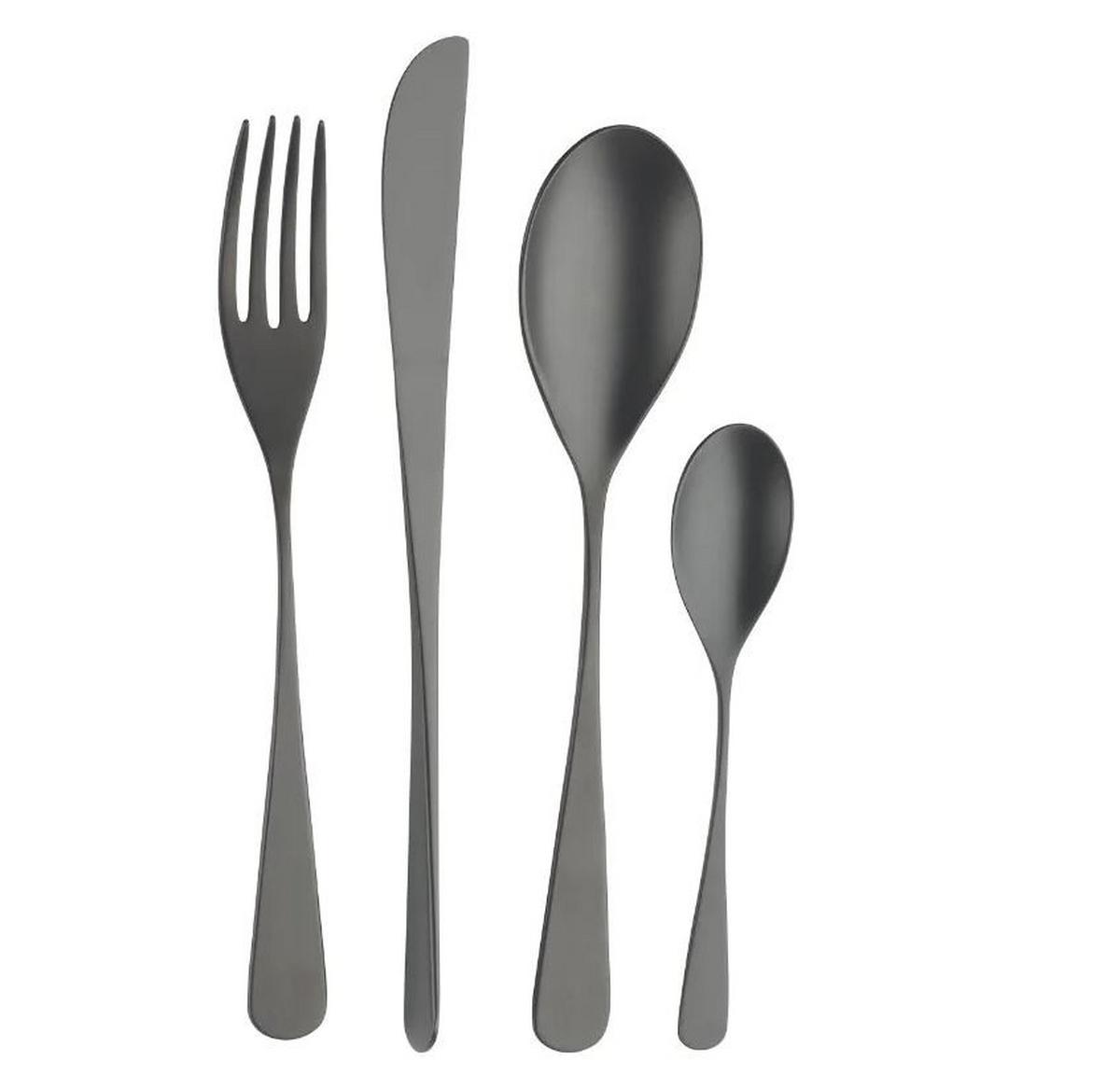 Jedilni Pribor Audrey, 16-Delni - črna, Basics, kovina (25,5/7/5,3cm) - Pintinox