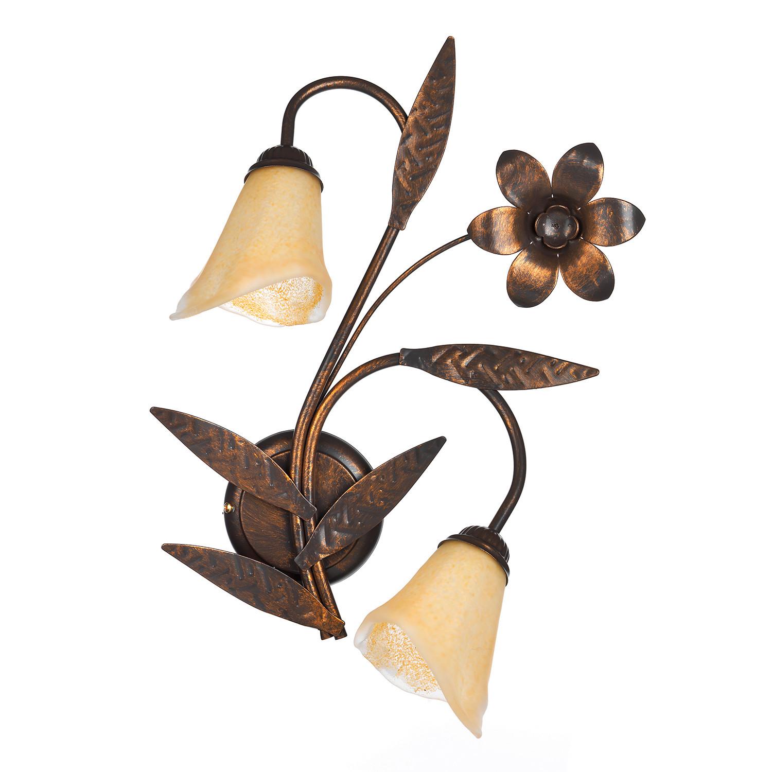 Wandleuchte Alga Bronzefarben max. 6 Watt - Bronzefarben, KONVENTIONELL, Glas/Metall (35/47/25cm)