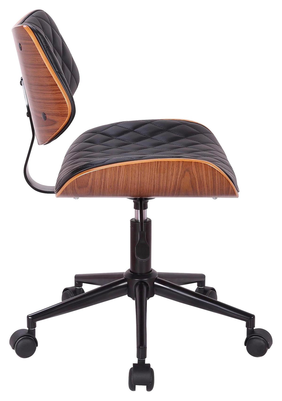 Drehstuhl in Schwarz/Walnussfarben - Walnussfarben/Schwarz, LIFESTYLE, Holz/Textil (48/76-86/51cm) - Premium Living