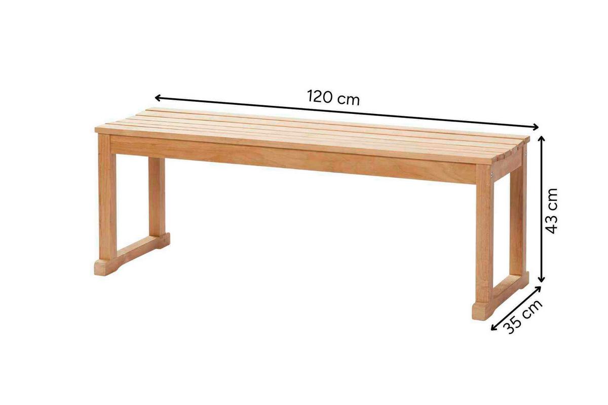 Sitzbank Vega - Teakfarben, Konventionell, Holz (120/43/40cm) - MID.YOU