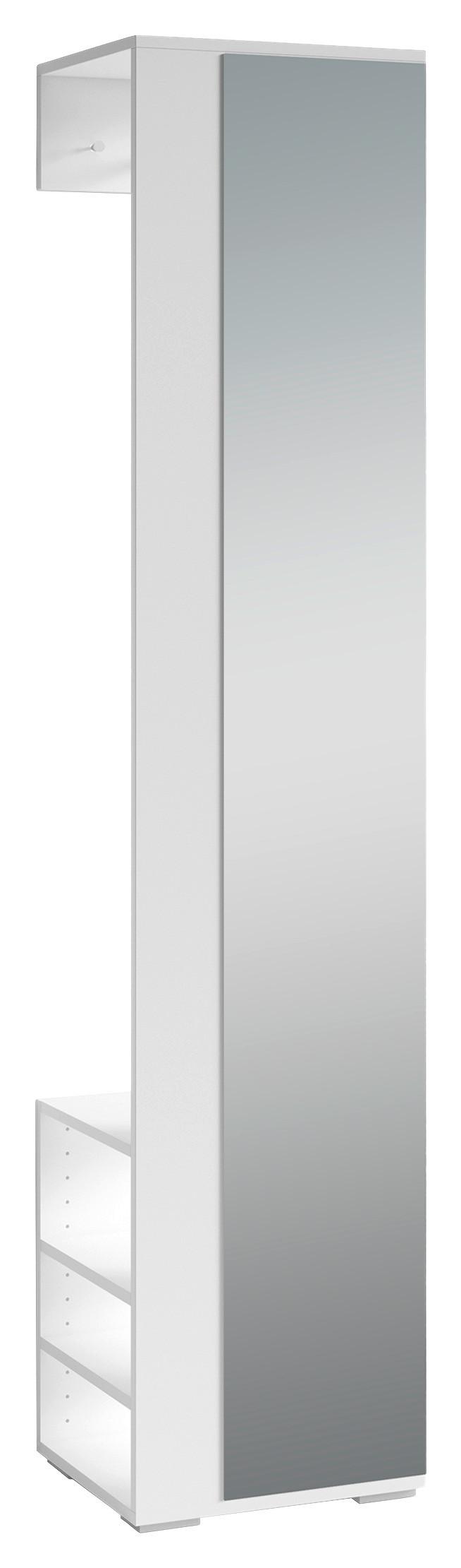 Garderobenschrank Ben Weiß - Silberfarben/Weiß, MODERN, Glas/Holzwerkstoff (40/184/35cm) - MID.YOU