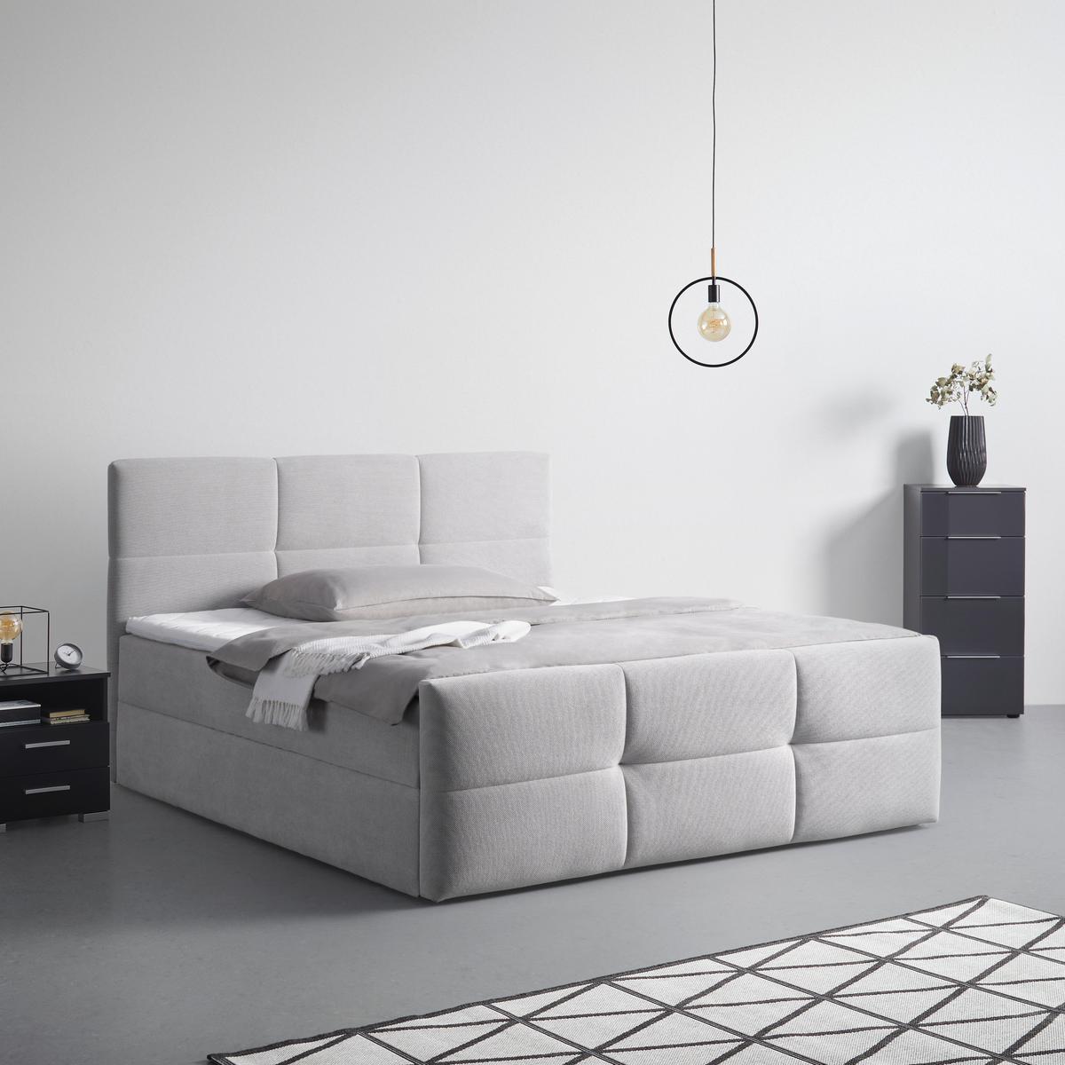 Postelja Boxspring Amalfi, 180x200 - črna/svetlo siva, Konvencionalno, umetna masa/tekstil (180/200cm) - Mömax
