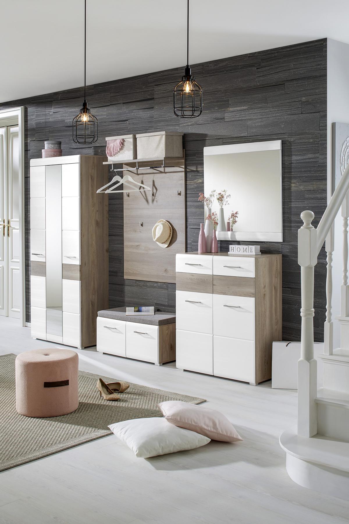 armoire de garde-robe in Silbereiche/Weiss - Chromfarben/Weiss, Konventionell (85/200/40cm) - Premium Living