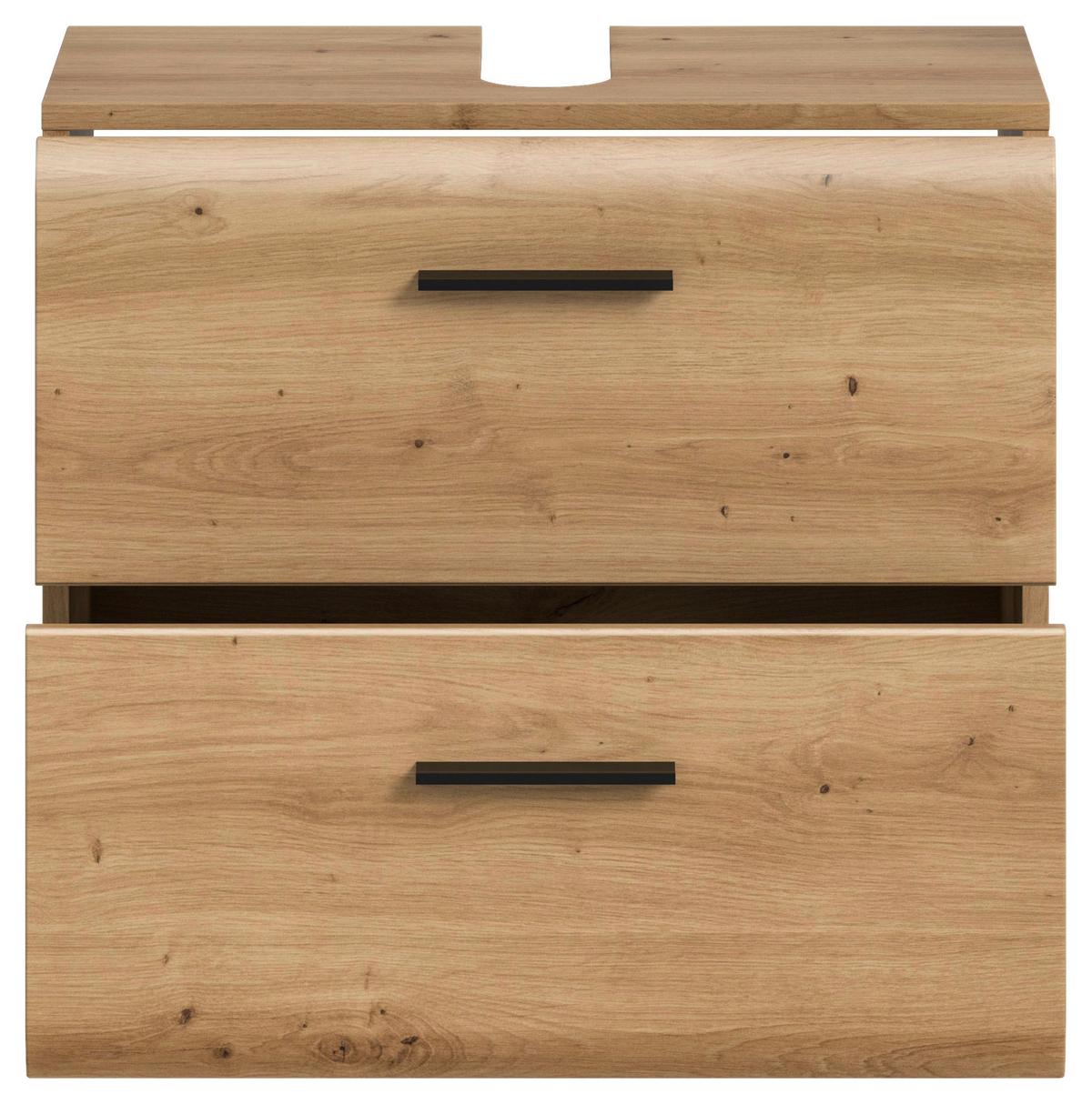 Omarica Za Pod Umivalnik Ice, Barva Hrasta - črna/hrast artisan, Basics, umetna masa/leseni material (60/55/30cm) - MID.YOU