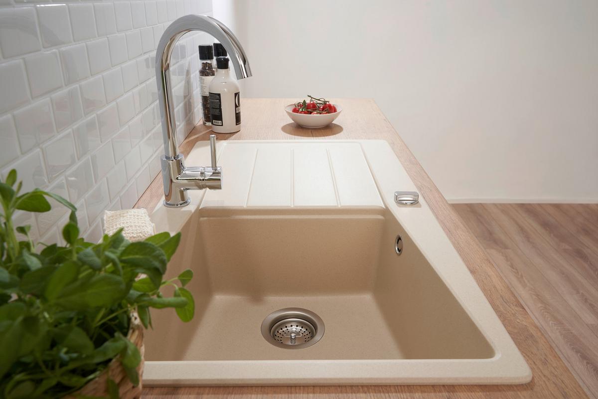 Granitspüle Seattle ca. 86x20x50 cm Beige - Beige, Trend, Stein (86/20/50cm) - Respekta