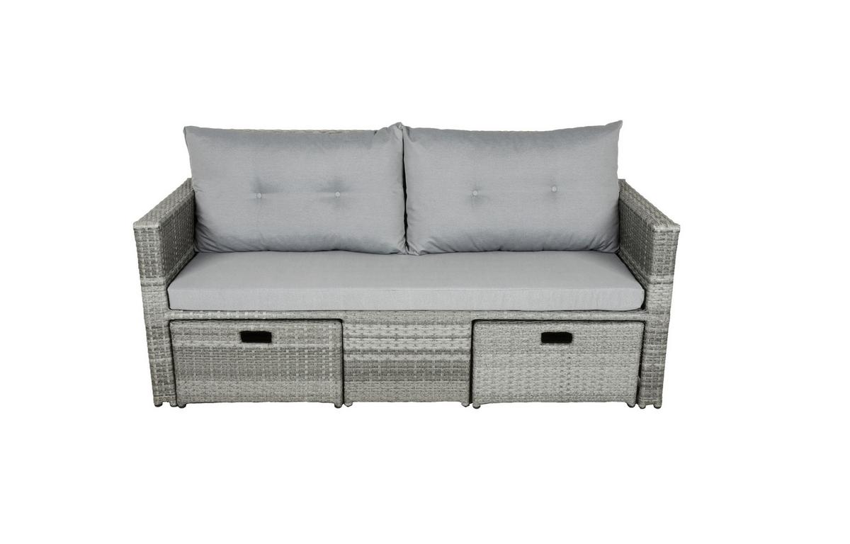 Loungesofa Malta Grau - Schwarz/Grau, Basics, Kunststoff/Textil (180/86/135cm) - Gardenson