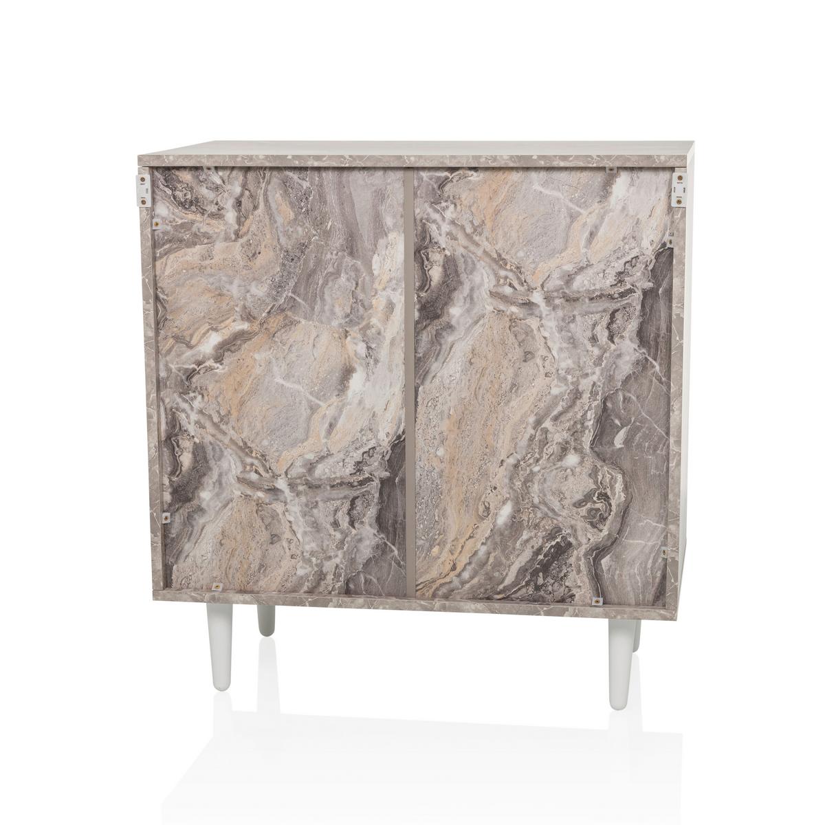 Komoda Lykkja, Rjava, Bela - črna/bela, Moderno, leseni material/les (72/77/39,5cm) - MID.YOU