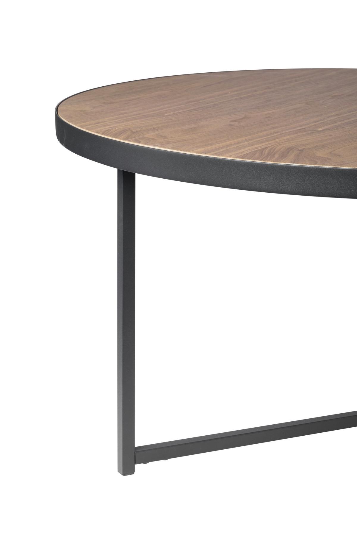 STOLIK KAWOWY PETER - czarny/kolor orzecha włoskiego, Design, materiał drewnopochodny/metal (80/80/40cm) - MID.YOU