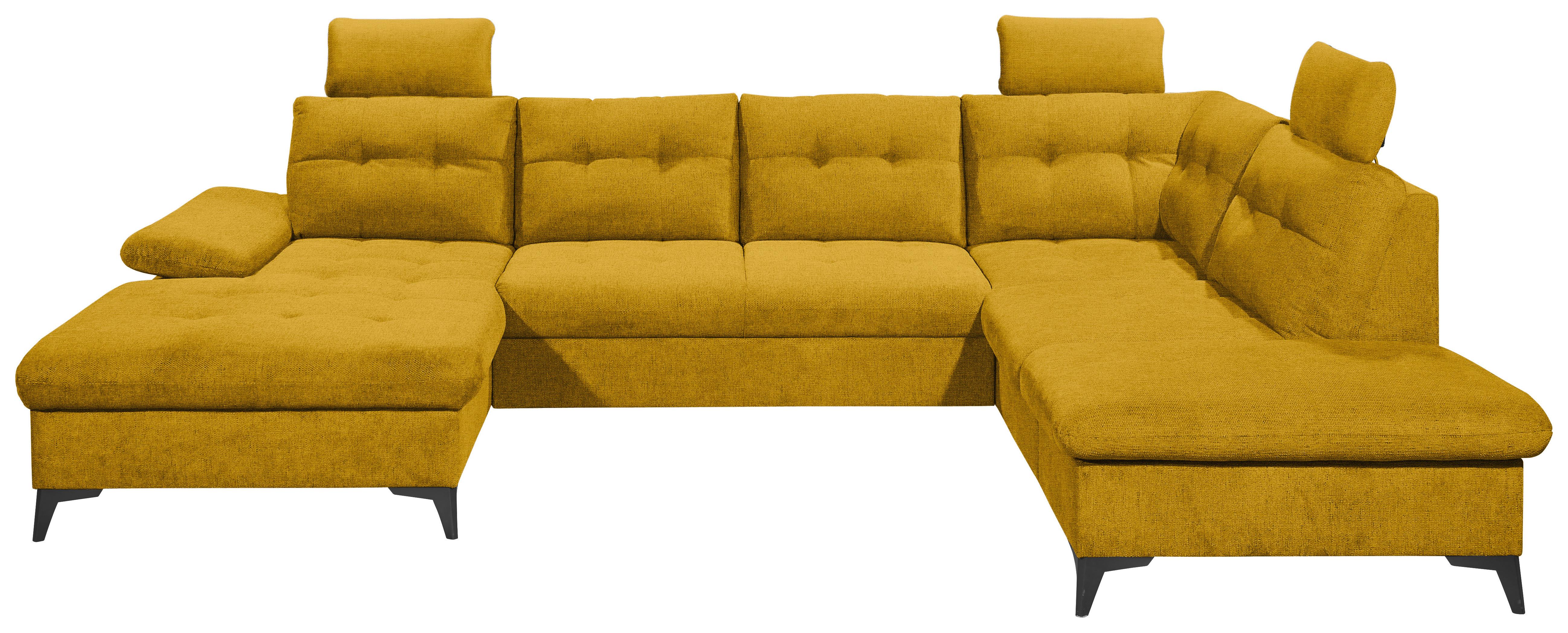 Wohnlandschaft Durban U ca. 170x324x218 cm Gelb - Gelb/Schwarz, KONVENTIONELL, Kunststoff/Textil (170/324/218cm) - MID.YOU