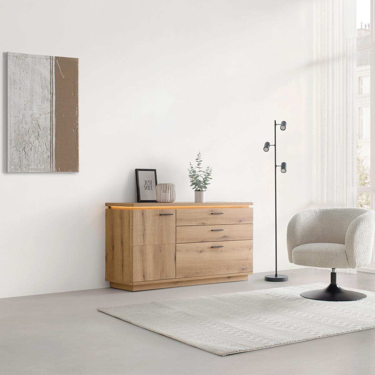 Sideboard Alameda Eichefarben - Eichefarben/Anthrazit, MODERN, Holzwerkstoff/Metall (150/81/44cm) - Mömax