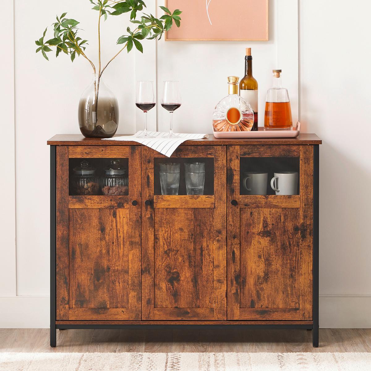 Sideboard in Dunkelbraun, Schwarz ca. 100x75x35 cm - Dunkelbraun/Schwarz, Trend, Holzwerkstoff (100/75/35cm) - MID.YOU