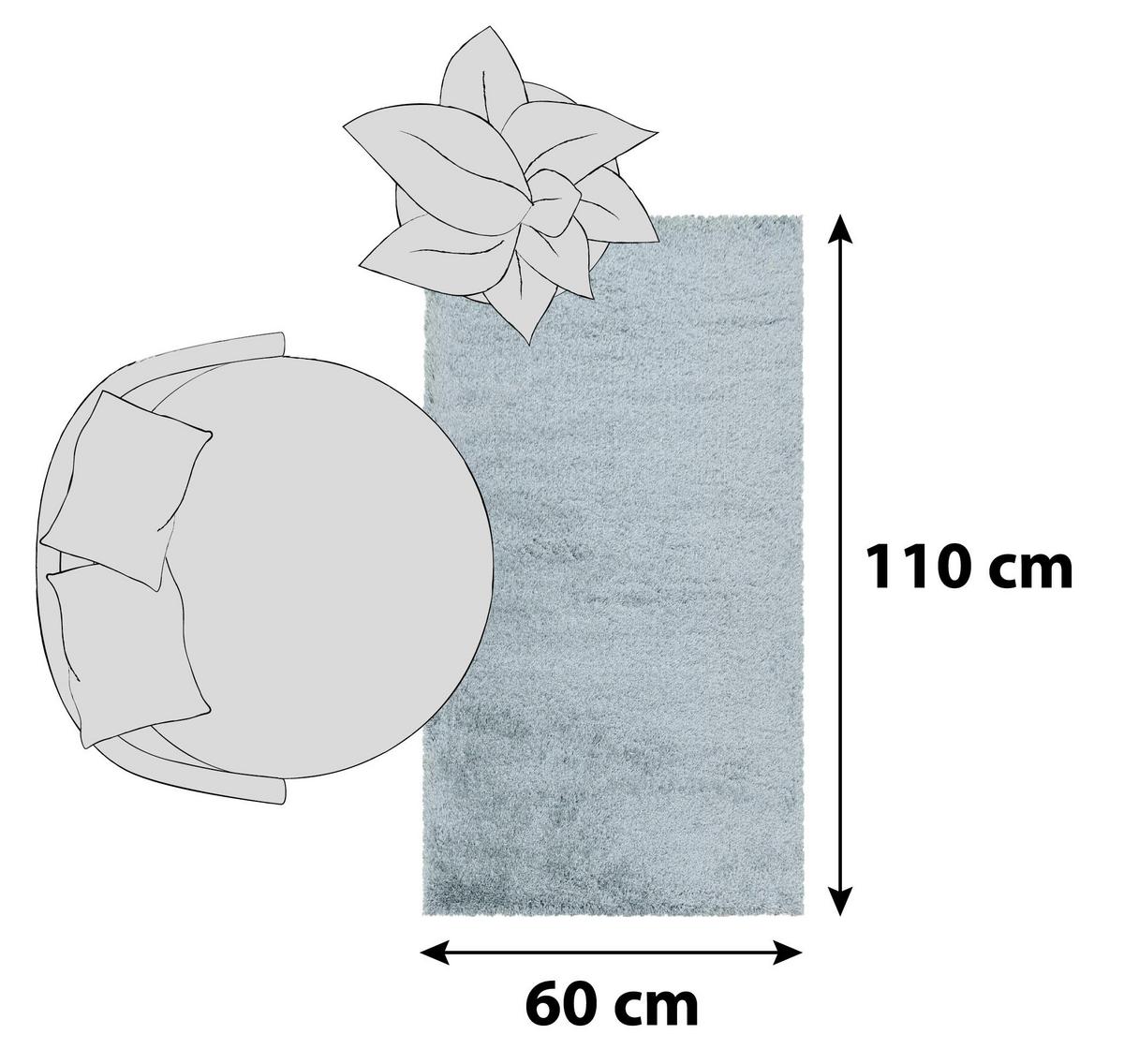 Hochflorteppich Fluffy Blau ca. 60x110cm - Blau, Basics, Textil (60/110cm)