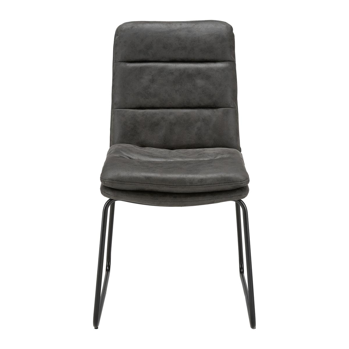 Stuhl Kona Dunkelgrau Mikrofaser Gepolstert - Dunkelgrau/Schwarz, MODERN, Textil/Metall (48/90/65cm) - Bessagi Home
