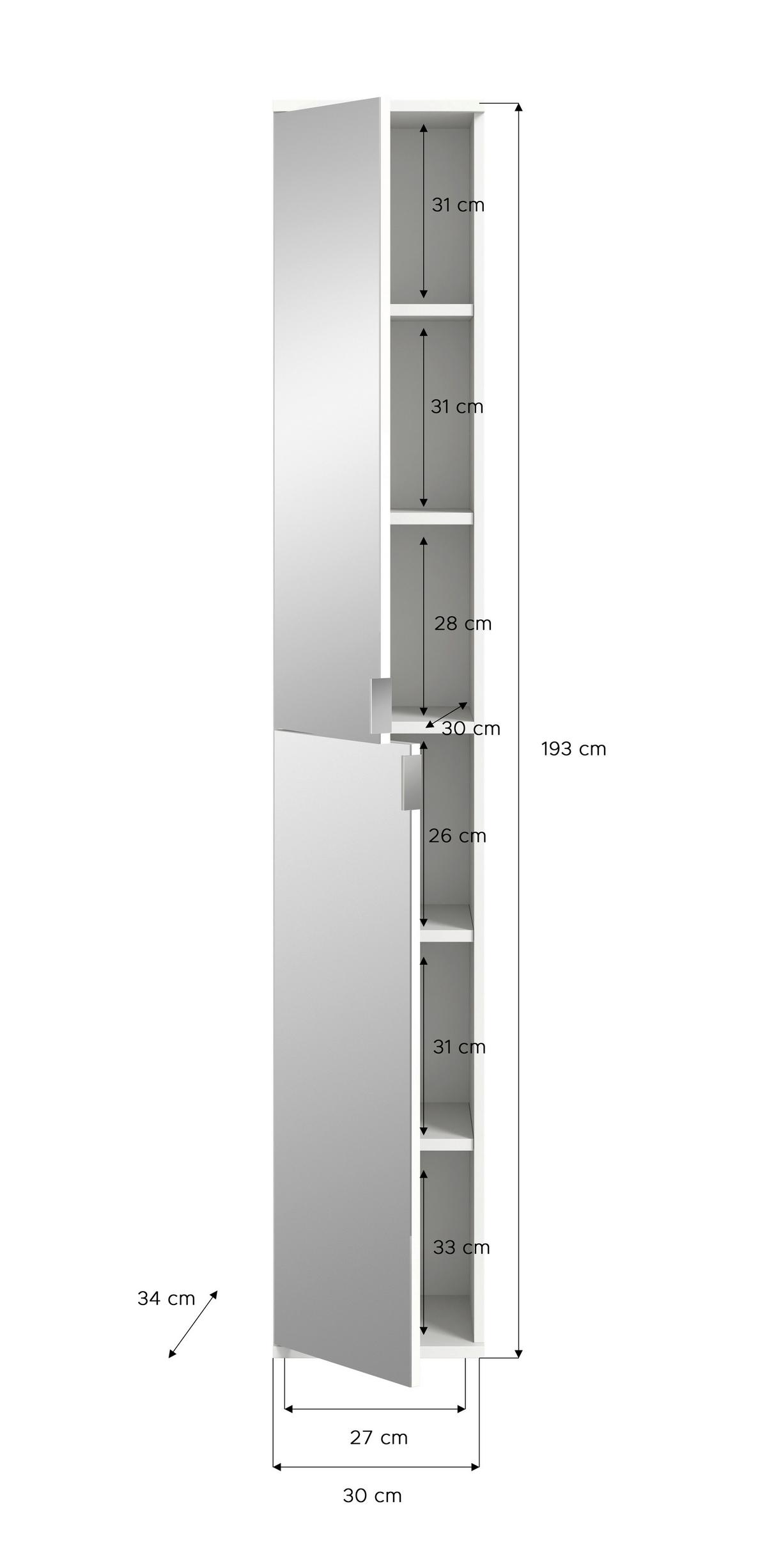 Ormar Projekt X - Konvencionalno, staklo/drvni materijal (30/193/34cm) - Modern Living