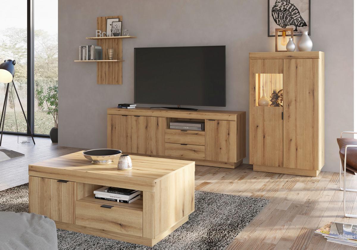 Comodă TV DELAMAR - culoare lemn stejar, Trend, material pe bază de lemn (146/66,6/39,6cm) - Modern Living