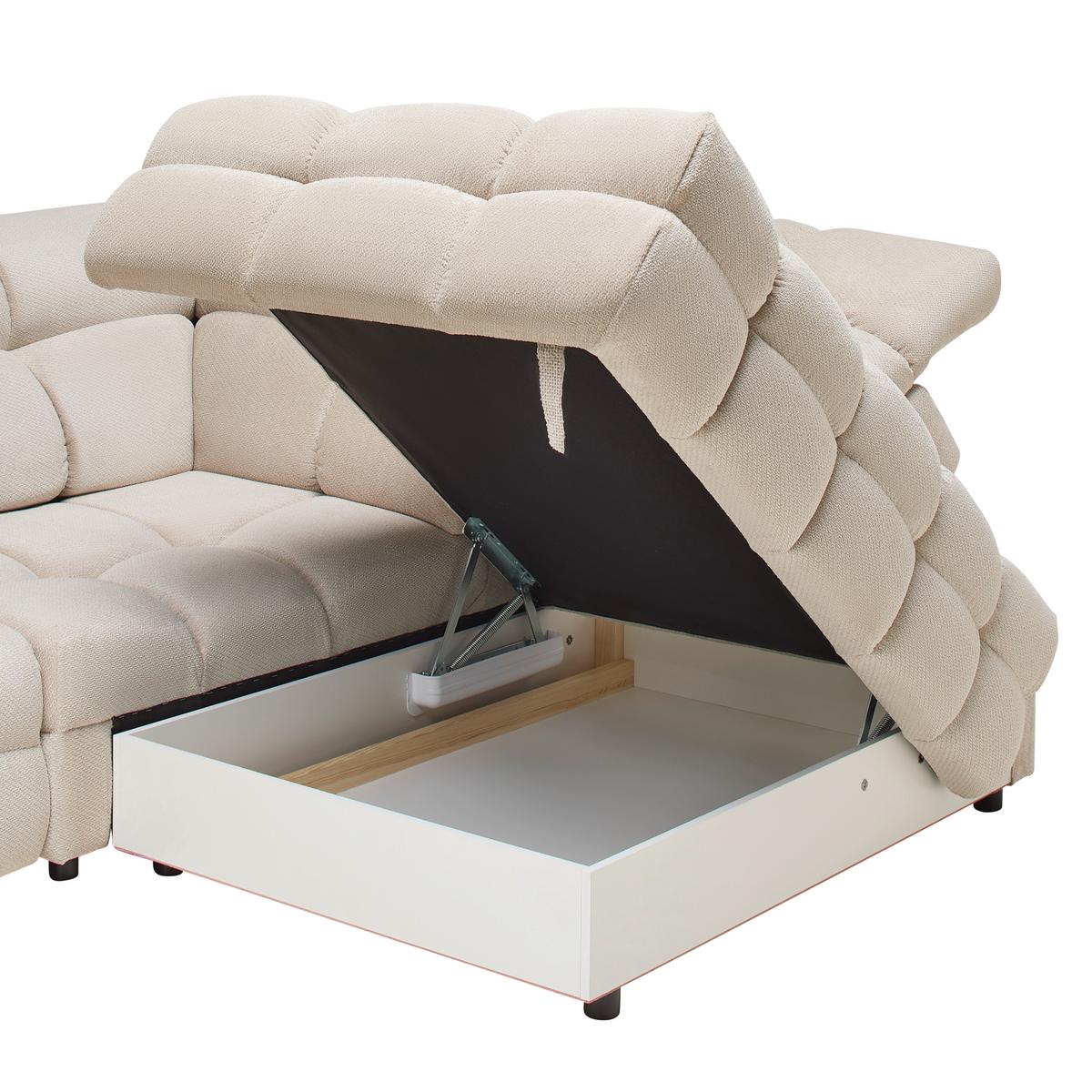 Ecksofa Tollo L Beige - Beige/Schwarz, MODERN, Holz/Holzwerkstoff (302/217cm) - Premium Living