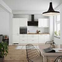 Küchenblock Touch High m. Geräten Weiß - Edelstahlfarben/Eichefarben, MODERN, Holzwerkstoff/Metall (300cm) - Nobilia