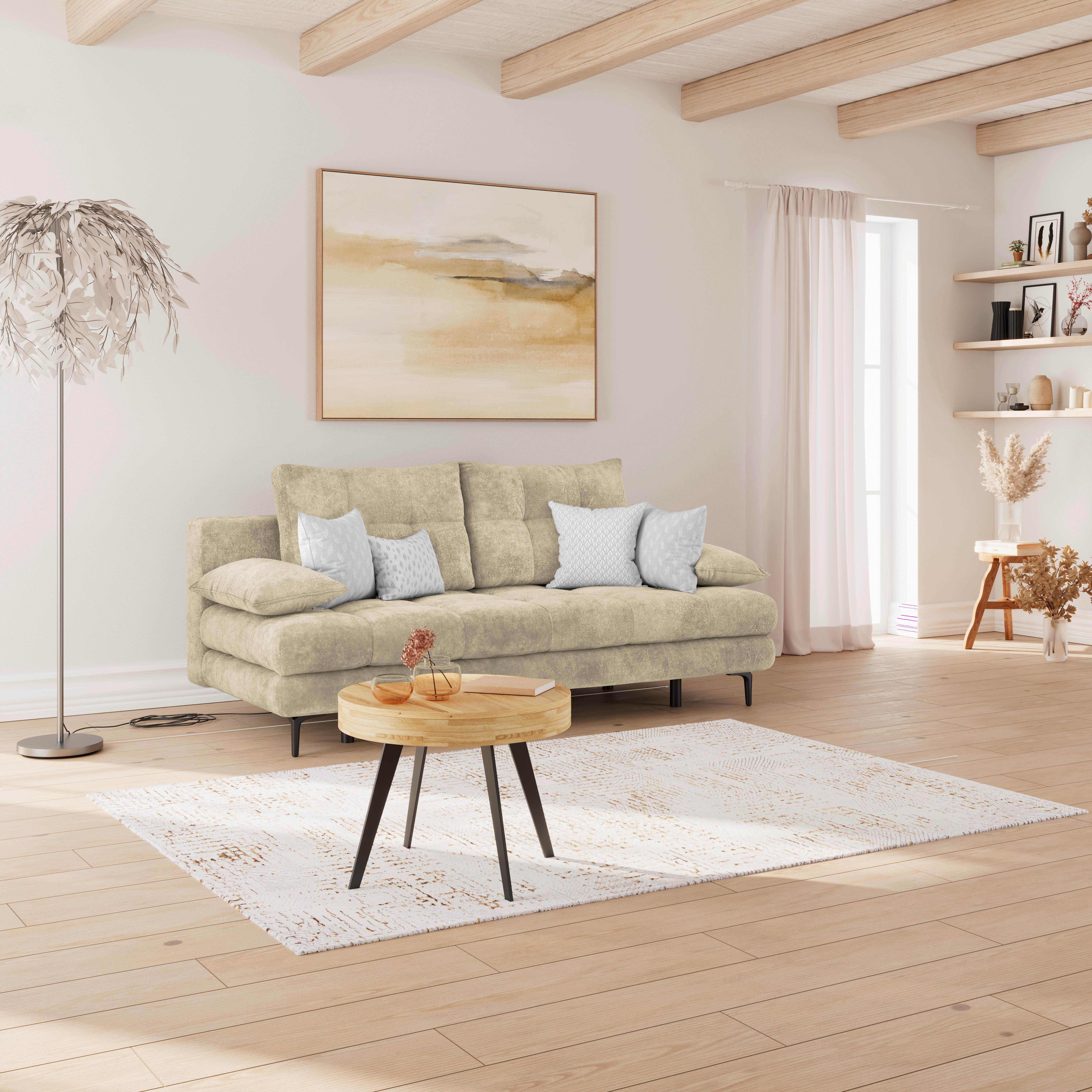 Trosjed Perla - bež/crna, Konvencionalno, tekstil/metal (203/94/96cm)